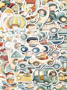 SCXXBSW 50pcs Cartoon Transportation Cartoon Graffiti Stickers Decorative Water Cups Notebook Luggage Waterproof Stickers - Multicolor - View 11