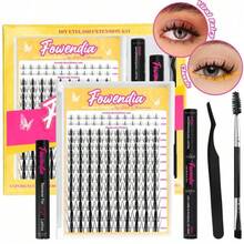 Fowendia Manga Lashes Cluster Lashes C D Curl, DIY Lash Extension Kit #Springtok And Lash Clusters, 8-18mm With Bond, Seal, And Remover - Ultra-Thin Transparent Bands, Lash Magic Anime False Lash Extension Kit, Makeup Cosmetic