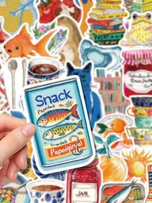 50 件复古艺术涂鸦贴纸装饰水杯笔记本行李剪贴簿吉他笔记本电脑防水贴纸手机壳 DIY 贴花、学校用品、返校