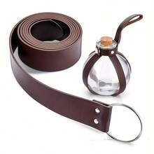 1 pieza Botella de poción de corcho y botella de poción oscura de corcho redonda y esférica de cristal con cinturón de caballero medieval para accesorios de cosplay, manualidades DIY, 250 ML (sin agua)