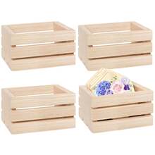 2/4/6pcs Mini Rustic Wooden Boxes, Unfinished Wooden Storage Boxes, Suitable For DIY Crafts, Kitchen, Office, Bedroom, Wardrobe, Rustic Decor - Multicolor - View 1