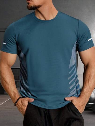 Men's Summer Breathable Quick Dry T-Shirt, Casual Versatile Lightweight Short Sleeve, Comfortable Sports Outdoor Tops
