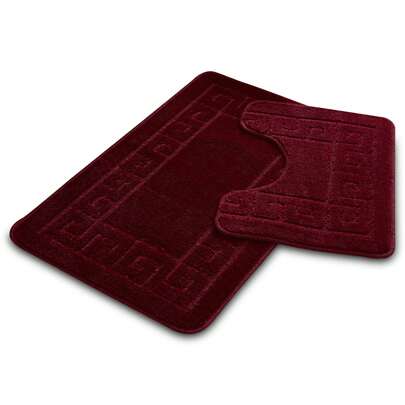 VELVETIO Bath Mat Set 2 Piece Non Slip Rubber Pedestal And Bath Mat Set Toilet Greek Bathroom Rug New