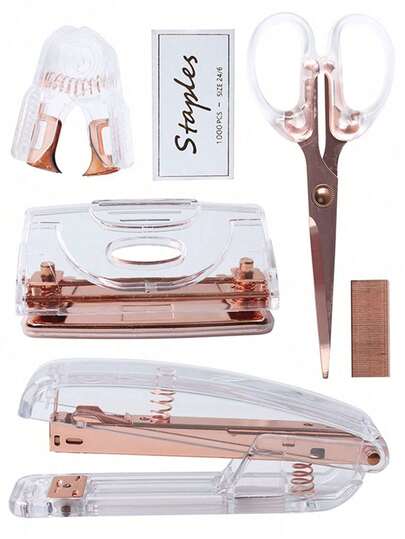 סט אחד של מהדקים אקריליים ממתכת, מהדק אריזה עמיד במיוחד לקחת, סט מהדקים נייד, מכונת כריכה רב תכליתית, עמיד, מתאים לסטודנטים, חזרה לבית הספר, סיום לימודים, ציוד לבית ספר, ציוד משרדי, סט קטן לכתיבה