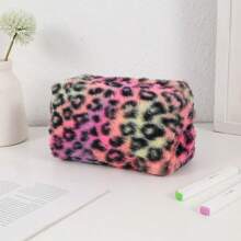 1pc Korean-Style Leopard Print Large Capacity Pencil Case & Pouch Back To School,Back To School,School Supplies,Pencil Pouch,School Bag