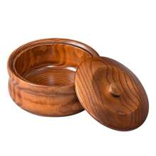 1pc Handmade Wooden Covered Serving Bowl - Suitable For Rice, Noodles And Soup - Ideal Kitchen And Dining Accessory