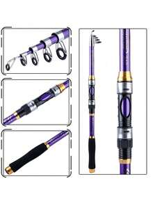SOUGAYILANG Portable Telescopic Saltwater Fishing Rod - Collapsible Travel Rod For Lightweight Angling - Purple - View 3