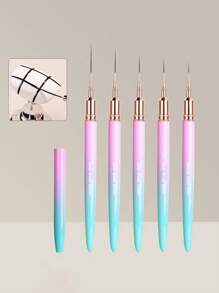 5pcs Nail Care Pen Gradient Color Set Extremely Fine Pen Color Painting Flower Wire Drawing Pen Line Pencil Nail Tool, Gel Nail Painting Design Brush, Nail Spot Brush Set Nail Tool, Suitable For Home And Professional Nail Care Salons