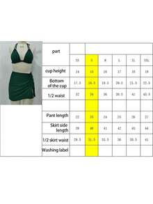Womens Bikini Swimsuits 3 Pcs Set Solid Bow Tie Design Stylish Halter Neck Bathing Suit - Green - View 5