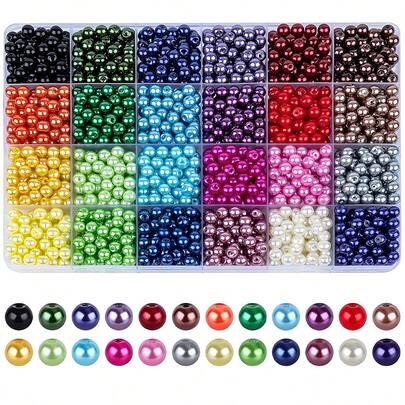 720+Pcs 6mm Pearl Beads For Bracelet Making Kit - 24 Assorted Color Series, Ideal For Jewelry & DIY Crafts, Friendship Bracelets