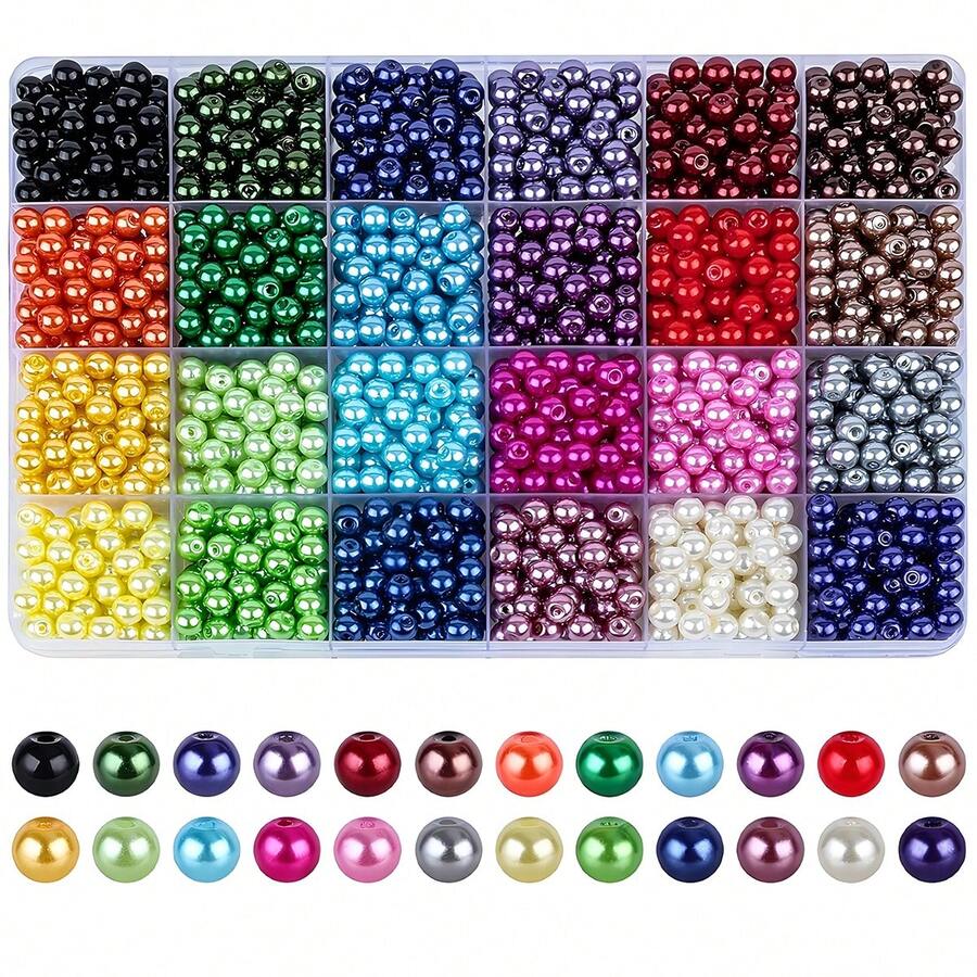 720+件 6mm 珍珠串珠手链制作套件 - 24 种颜色系列，非常适合珠宝和 DIY 工艺品、友谊手链 - 彩色 - 查看 1