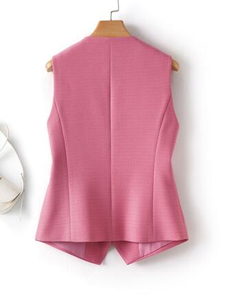 Women's Solid Color Vest, V-Neck Jacket, Spring/Autumn, Fashion Commuter, Ladies Garment