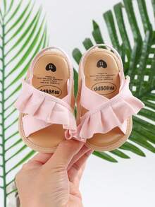Sandalias de flores con suela suave para bebés/niños pequeños, adecuadas para recién nacidos, pre-caminantes, zapatos de cuna - Rosa - Ver 12