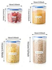 1 pezzo Contenitore per la conservazione dei cereali in plastica, barattolo di stoccaggio impermeabile, grande contenitore multifunzionale per la conservazione dei cereali, barattolo di stoccaggio per frigorifero da cucina, scatola per sigillare gli alimenti, barattolo per la conservazione dei cereali, scatola per alimenti spessa e trasparente, contenitore da cucina