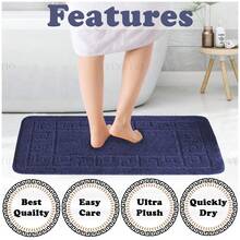 VELVETIO Bath Mat Set 2 Piece Non Slip Rubber Pedestal And Bath Mat Set Toilet Greek Bathroom Rug New - Navy - View 5