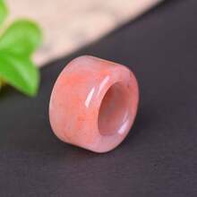 1pc Natural Peach Gemstone Ring, Ring, Quartz Crystal Pink Gemstone Ring, High-End Fashion Ring, Auspicious Meaning, Unisex Fashion Jewelry, Couple Ring, Engagement Ring, Family Gift, Christmas & Holiday Party Gift Ring, Crystal Gift (Random Gift Box) - Pink Ring - View 4