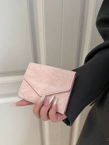 1pc Plain Color PU Leather Bifold Compact Wallet Fashionable For Women Suitable For Daily Use And Gift Wallet Mini Wallet Purse Wallet Small Wallet Wallet