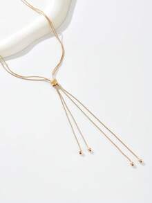 1pc New Fashion Simple Adjustable Snake Bone Chain Y-Shape Long Sweater Chain, Versatile Daily Accessory - Golden - View 4