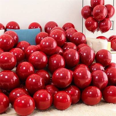 2025 婚礼季、母亲节、单身女士派对推荐 - 5 件/10 件/50 件 25 厘米石榴红心形气球适用于节日、生日、派对、婚礼、情人节、圣诞节、复活节、求婚、装饰