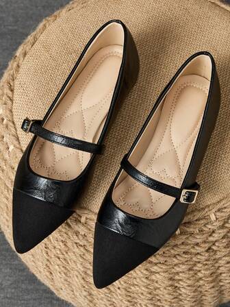 WHDXY 女士法式平底乐福鞋，尖头一脚蹬，黑色、棕色和拼接复古莫卡辛鞋，百搭而优雅