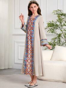 Tween Girls 迪拜印度尼西亚风格印花连衣裙 - 彩色 - 查看 4