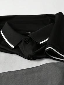 Set de cămașă polo și pantaloni scurți pentru bărbați, cu mânecă scurtă, în dungi, cu mâneci scurte, pentru vacanță la plajă, ținute sport casual, cu guler, buzunare, pantaloni cu șnur, golf, pescuit, baschet, cadou de sală pentru iubit, soț - Multicolor - Vizualizare 4