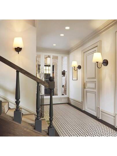 Pieces Set Of Gold/Black Wand Lamps, Moderne Lamp Retro Device, Fabric Lampshade, Bedside Lamp, Bedroom, Living Room, Corridor Entrance (Excluding Verlichting Source) view 2