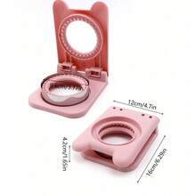 1 件装不锈钢圆形三明治切割模具粉色带护手、口袋面包密封工具、吐司切割