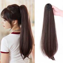 7JHH WIGS Mocha Brown Claw Clip On Ponytail Hair Extensions For Women Medium Length Straight Claw Clip In Ponytails Natural Synthetic Hair Extension Easy To Use Fluffy &Not Tangled 20 Inch - Màu nâu  Mocha - Xem 8