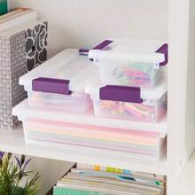 Sterilite 1.9qt Purple Latch Box Clear: Plastic Storage Bin With Lid, Portable, Stackable, Built-In Handles, Universal Use - 1 - View 6