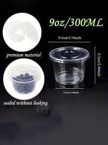 透明带盖杯，果冻杯，适用于甜点、纸杯蛋糕、芭菲、布丁、冷饮、零食、水果、冰淇淋、餐饮、酸奶、储存、沙拉酱杯、调味品容器，婚礼派对、感恩节、万圣节、圣诞节最佳礼物