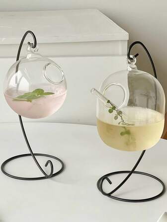 1 套带支架的玻璃球杯，独特设计的小玻璃杯，适用于饮料、茶、咖啡、鱼缸，适合家庭、餐厅、客厅、咖啡店、派对