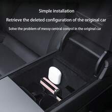 1 个 LCARS 汽车储物盒，适用于 Highland 2024 和 Model Y Juniper 2025，前/后双层储物盒，带/不带隔热内衬选项，汽车配件扶手隐藏盒，汽车储物盒，汽车用品 - 黑色 - 查看 8