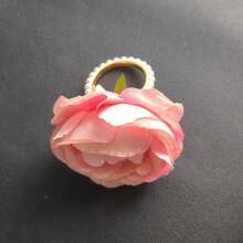 1pc porta-guardanapos rosa e branco, elegante decoração de laço de flor falsa, anel de guardanapo, decoração de mesa de banquete de hotel/casamento