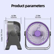 Ventilador eléctrico portátil con luz LED para acampada, carga USB, silencioso, para pared, refrescante para verano, playa, viajes