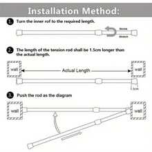 FEPK 1 pieza/2 piezas Barra de tensión retráctil, resorte fuerte, fácil instalación, disponible en negro, blanco y grano de madera, adecuado para barras de cortina, tendederos, soportes de armario, soportes de gabinete de zapatos, toalleros, artículo esencial para el hogar y el baño, decoración del baño - Multicolor - Ver 6