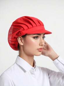 10/5/2/1pc 透气涤纶面料工作帽，可调节网眼厨房烹饪帽，带弹性闭合的餐饮服务帽，男女通用的全网眼厨师帽，防油发套，带抽绳闭合的短帽檐，仅可手洗，男女皆宜的防尘网眼帽 - 适用于餐饮、烘焙和车间使用 - 彩色 - 查看 27