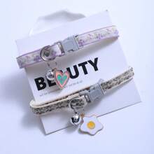 2 pièces Collier pour animaux de compagnie avec pendentif à fleur/patte, cadeau de vacances réglable pour chiens et chats