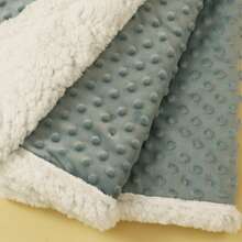 1 件婴儿双层羊毛毯，圆点触感柔软婴儿车毯，适合所有季节 - 霧霾藍 - 查看 3