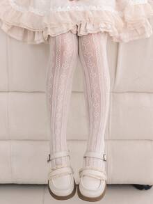 2 Packs Baby Girls Heart Pattern Stockings, Elegant Style Suitable For Summer Daily Life - White - View 6