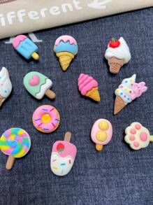 12pcs Resin Shoe Charms Set - Cute Ice Cream & Donut Designs For, Clogs, Slides, Sandals - Assorted Pink Decorative Pendants For Party Supplies Birthday Gifts, Summer Shoes Decorations For Mom, Granddaughter, Daughter, Special Gift For Her, Shoes Pins For Mother's Day, Back To School