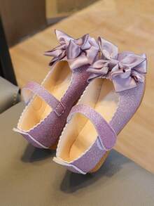 Mayorista 2025 Otoño Nueva versión coreana Zapatos de princesa para niñas, zapatos planos con lazo para niñas - Morado - Ver 5