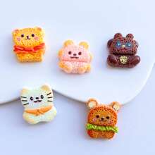 10 piezas de stickers planos de animales de dibujos animados de colores mezclados para manualidades, aretes, accesorios para el cabello y otras decoraciones hechas a mano, decoración de resina para manualidades