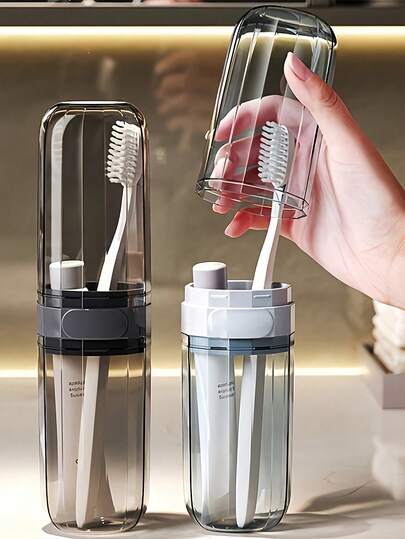 Toothbrush Holder, Toothbrush Rack With Cover, Transparent Toothbrush Case, Portable Toothpaste Storage, Travel Wash Cup, Essential Travel Accessories, Camping, Business Travel, Back To School, Home & Travel Essential, Travel Essentials, Beach Vacation, Summer Holiday, School Supplies, Study Supplies, Back To School Supplies