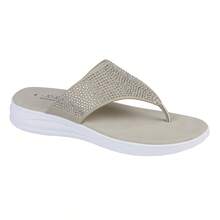 Women's Embellished Toe Post Sandals -  LADY COMFORT - Stone - View 1