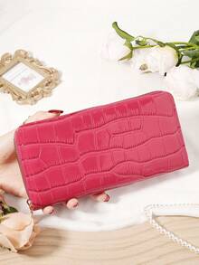 Fashion Black Purse Women's Long Wallet With Multi Functional Card Holder For Credit Cards Cash And Coins Featuring Zipper Pocket Travel Essentials And Travel Bag For Women Ideal Gift For Mother Wife Girlfriend Teacher Or Anniversary Stylish Stone Pattern For Office Commute Travel Or Daily Use Premium Leather Wallet For Women Bags And Purse Accessories