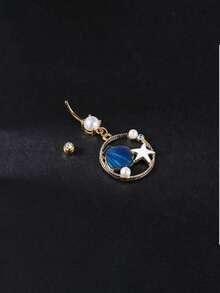 不锈钢锆石蛋白石肚脐环 14G，螺纹钻石诞生石身体穿孔首饰 女士 - 彩色 - 查看 3