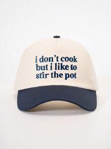 1 pièce Casquette de baseball réglable avec broderie "I Don't Cook", design blocs de couleurs, chapeau de protection solaire décontracté convenant pour le printemps, l'automne, les voyages, la mode, polyvalent, protecteur contre le soleil, jeunesse, style Y2K