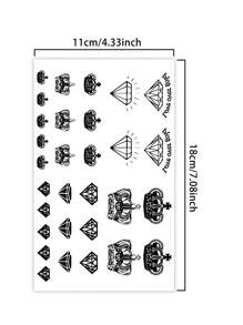1 Pieza Tatuaje temporal geométrico de corona de diamante semi-permanente, resistente al agua y al sudor, dura de 1 a 2 semanas, realista a base de jugo de hierbas, antifricción, no reflectante, tatuaje falso negro para mujeres y hombres, pegatinas de tatuaje para brazo, pecho, pierna, abdomen, cintura, dedo, cuello, arte corporal modernista