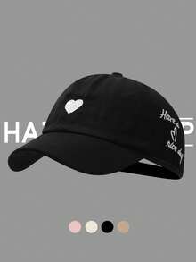 Love Embroidery Children's Baseball Cap For Spring Summer, Empty Top Baseball Cap For Girls, UV Ion Sun Hat For Ponytail, Spring And Autumn Sun Hat For Daily Outdoor Activies, For 3-10 Children - Multicolor - View 12